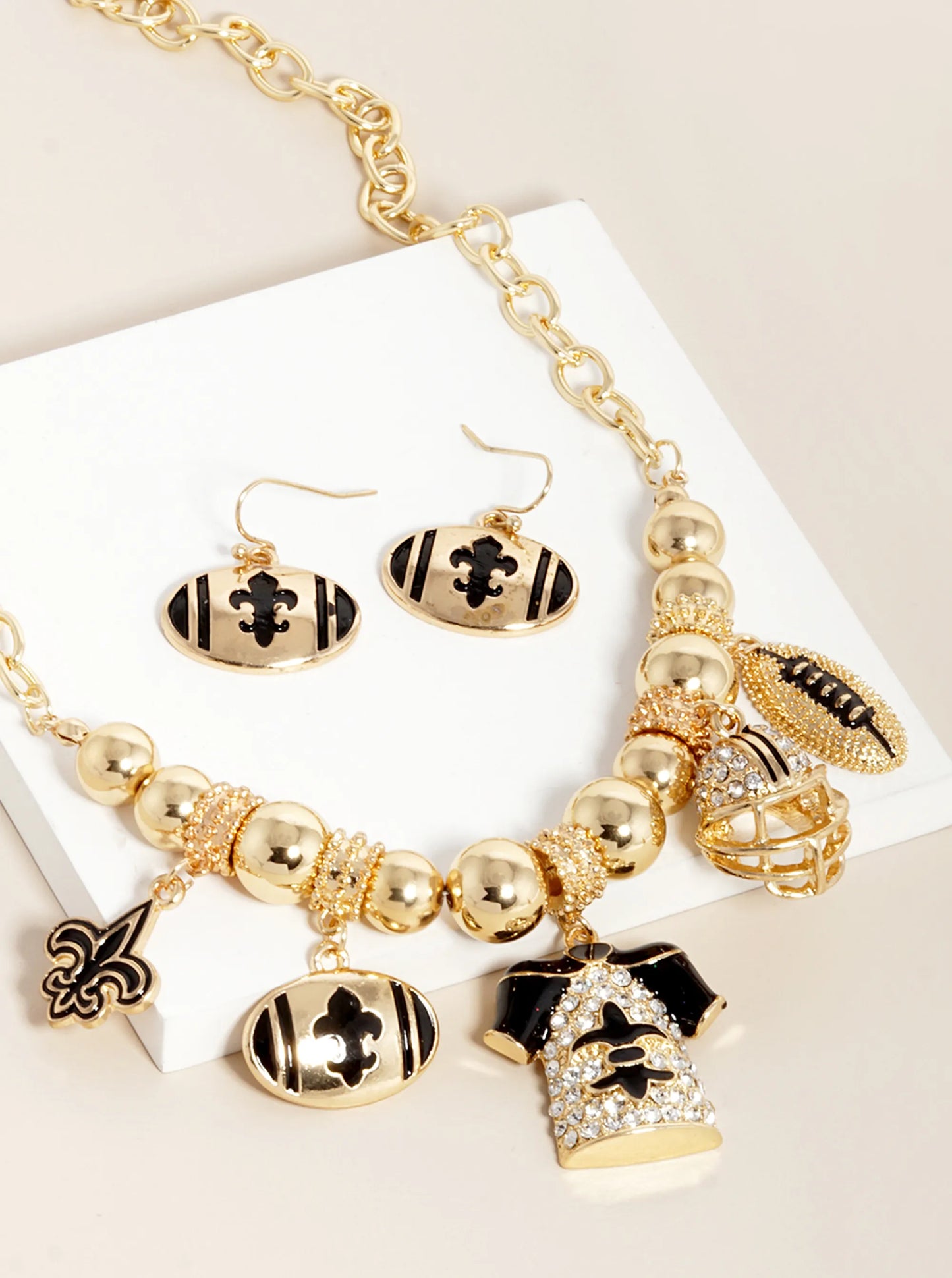 New Orleans Saints Fleur De Lis Rhinestone Necklace