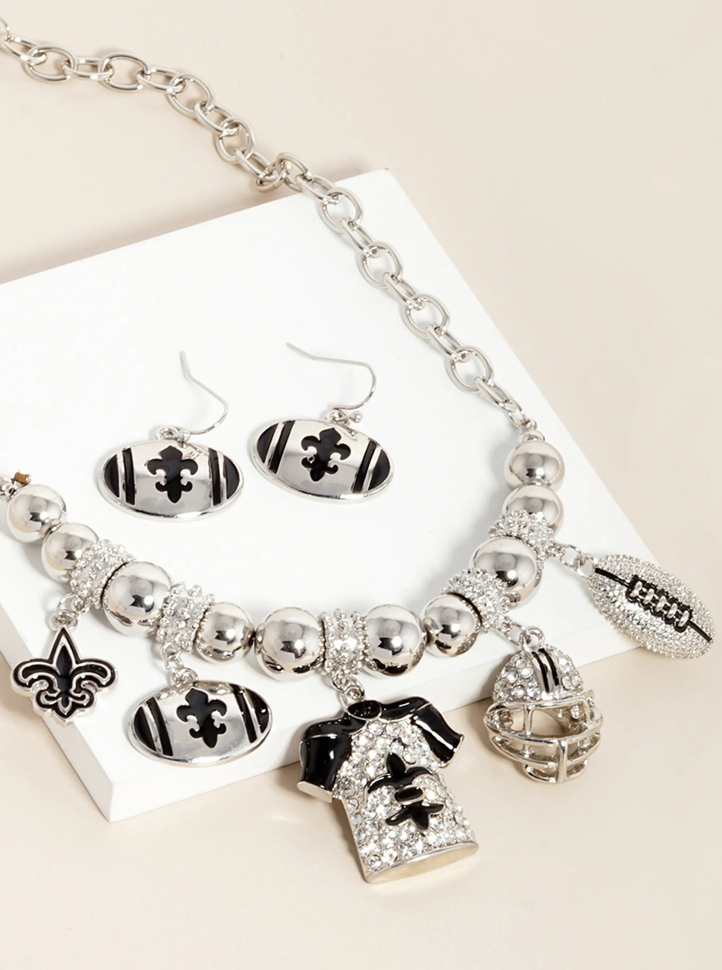New Orleans Saints Fleur De Lis Rhinestone Necklace
