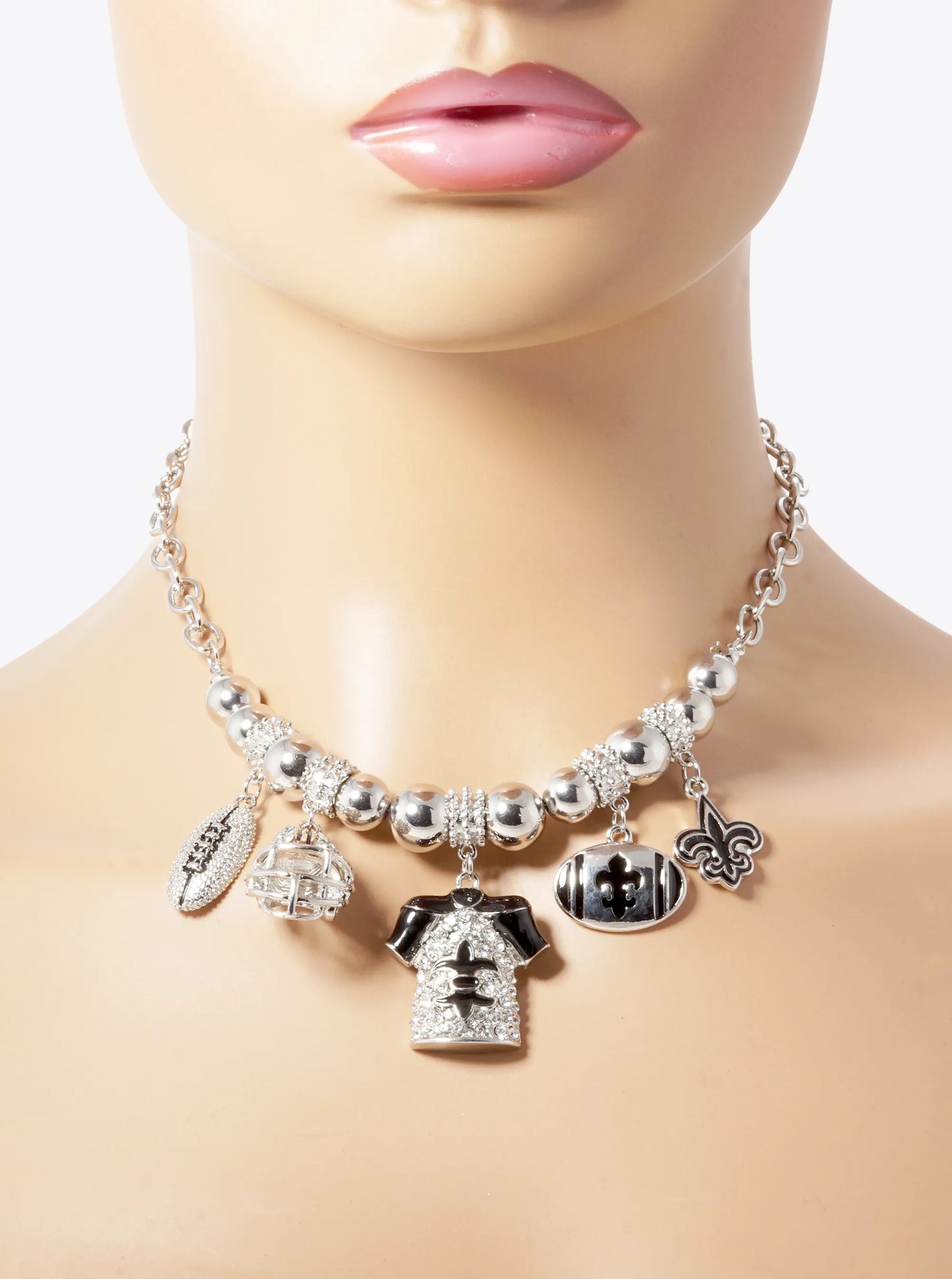 New Orleans Saints Fleur De Lis Rhinestone Necklace