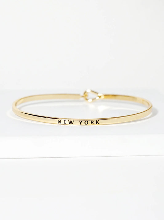 New York Engraved Inspirational Bangle Bracelet