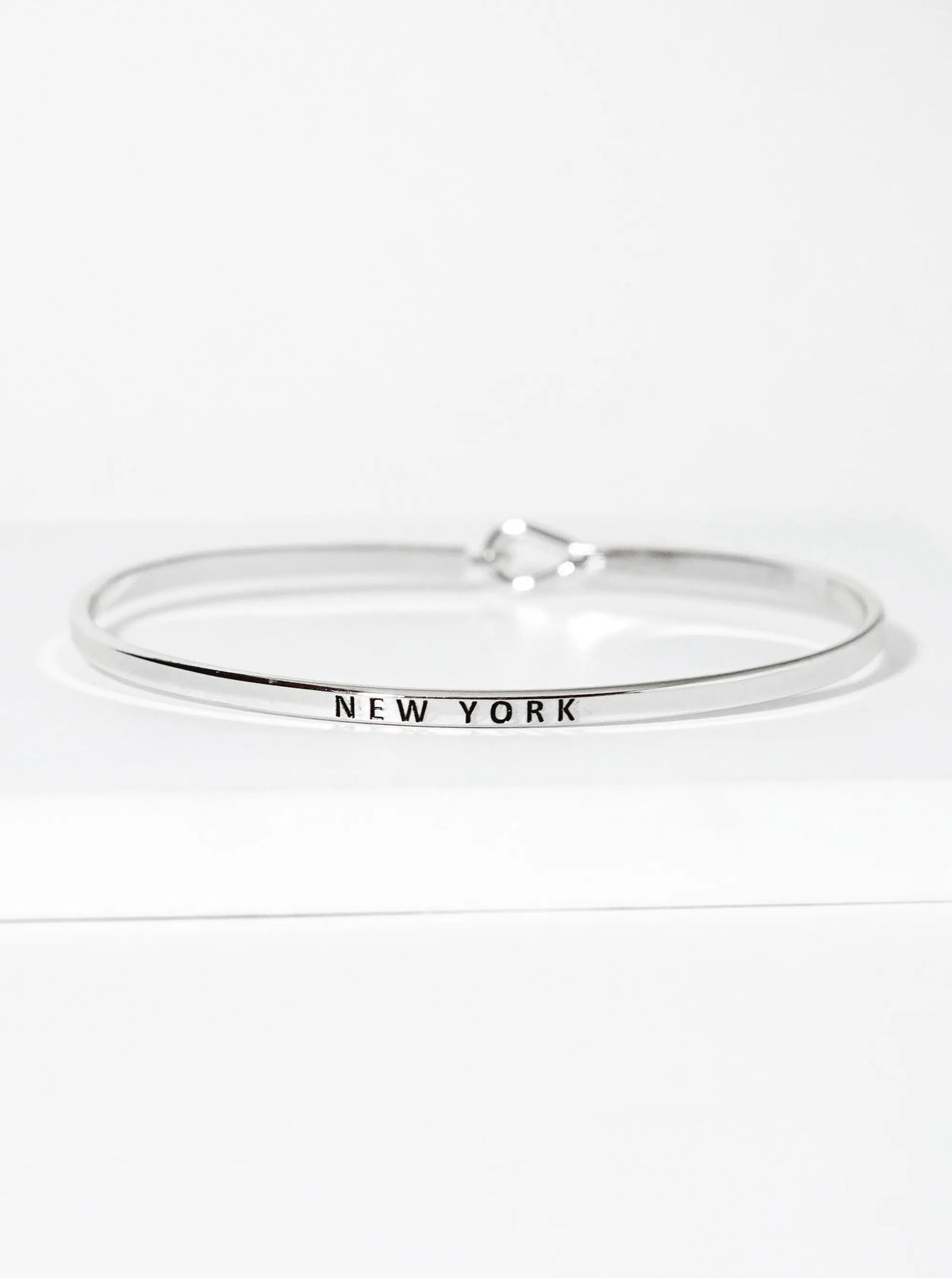 New York Engraved Inspirational Bangle Bracelet