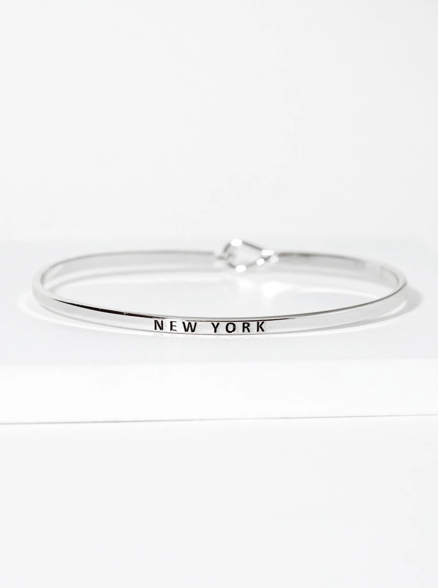 New York Engraved Inspirational Bangle Bracelet
