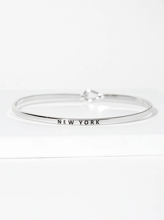 New York Engraved Inspirational Bangle Bracelet