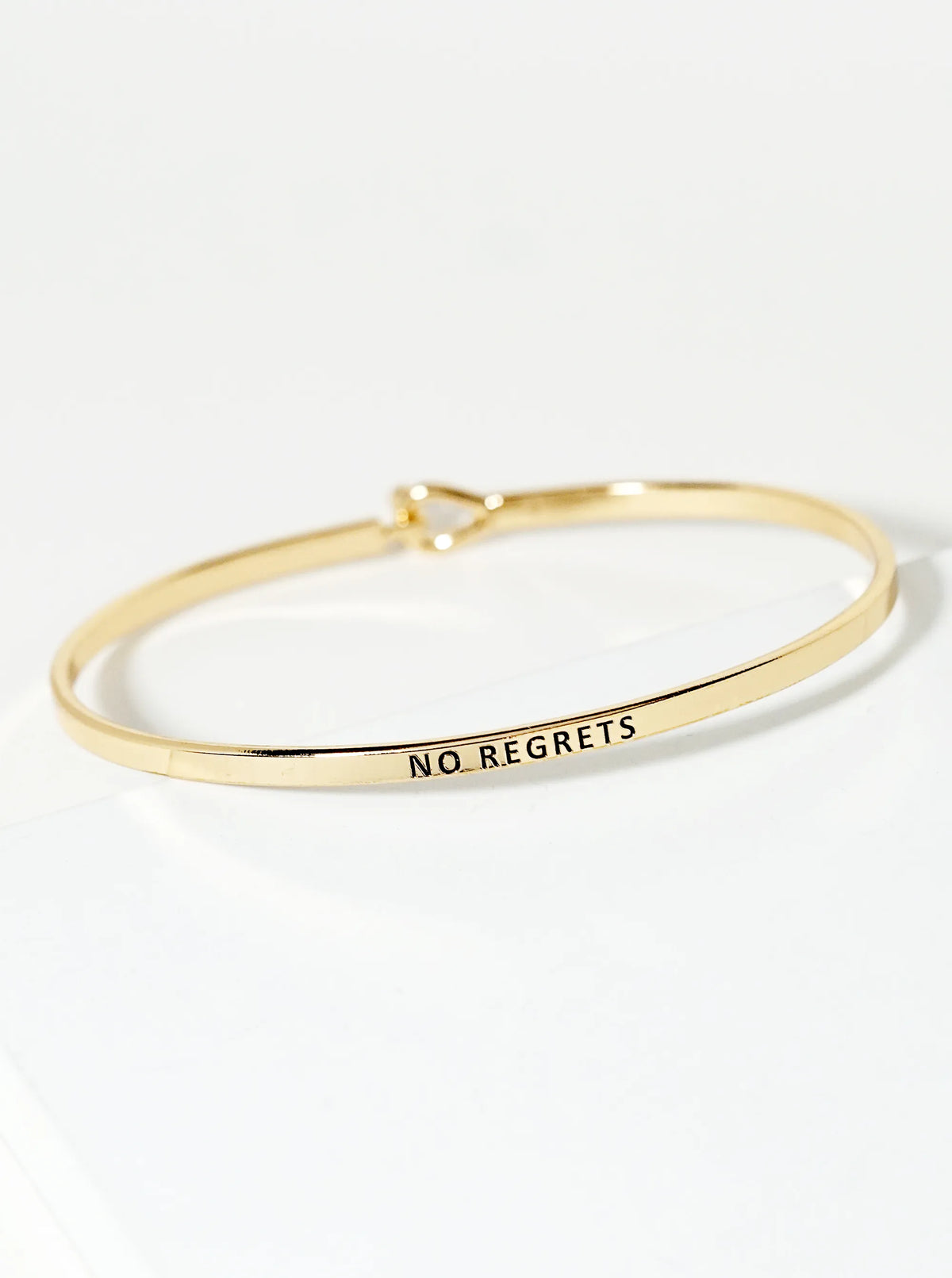 No Regrets Engraved Inspirational Bangle Bracelet