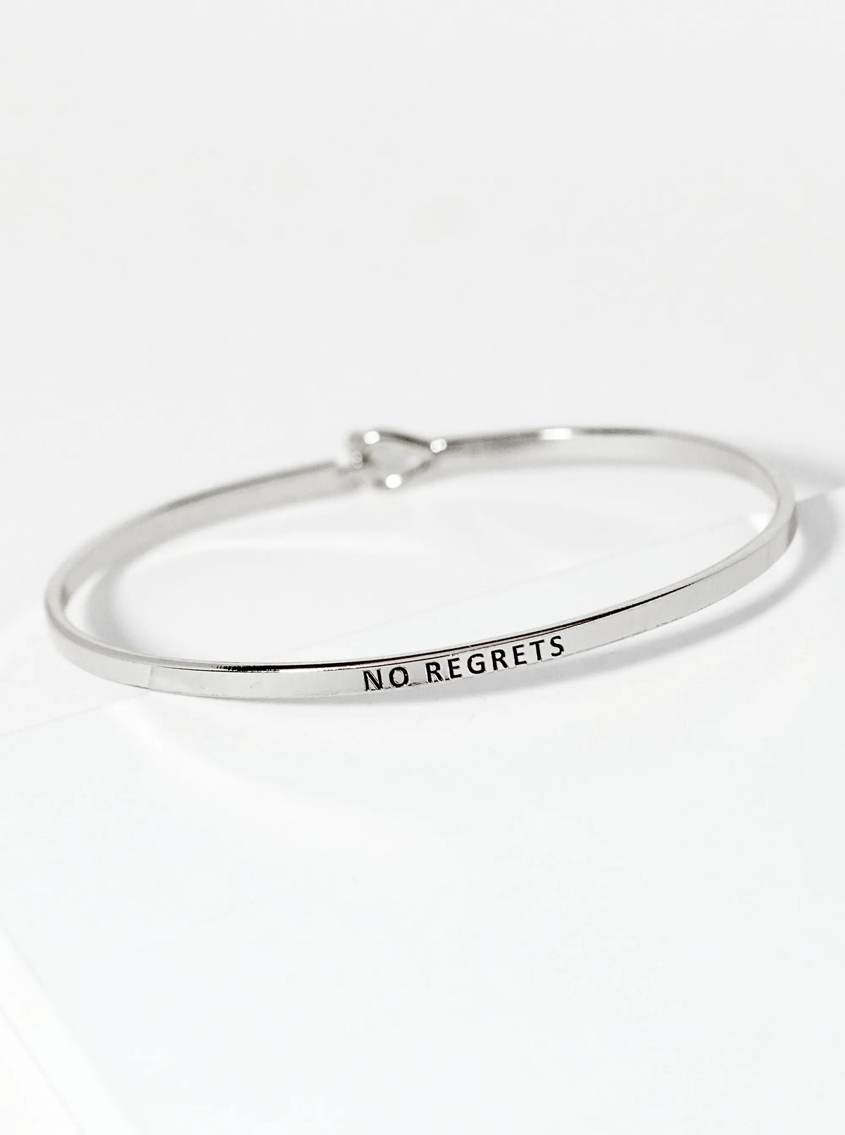 No Regrets Engraved Inspirational Bangle Bracelet