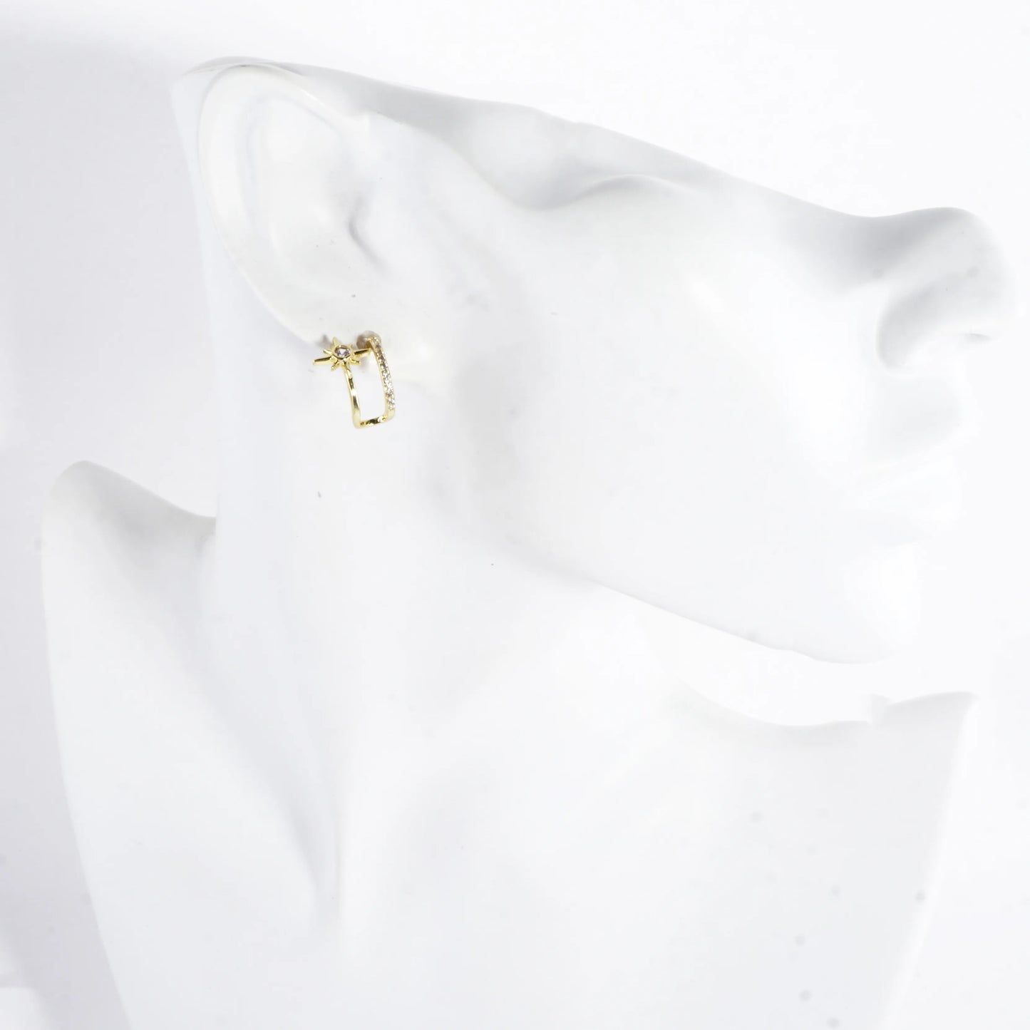 North Star Dual CZ Pave Hoop Huggie Earrings