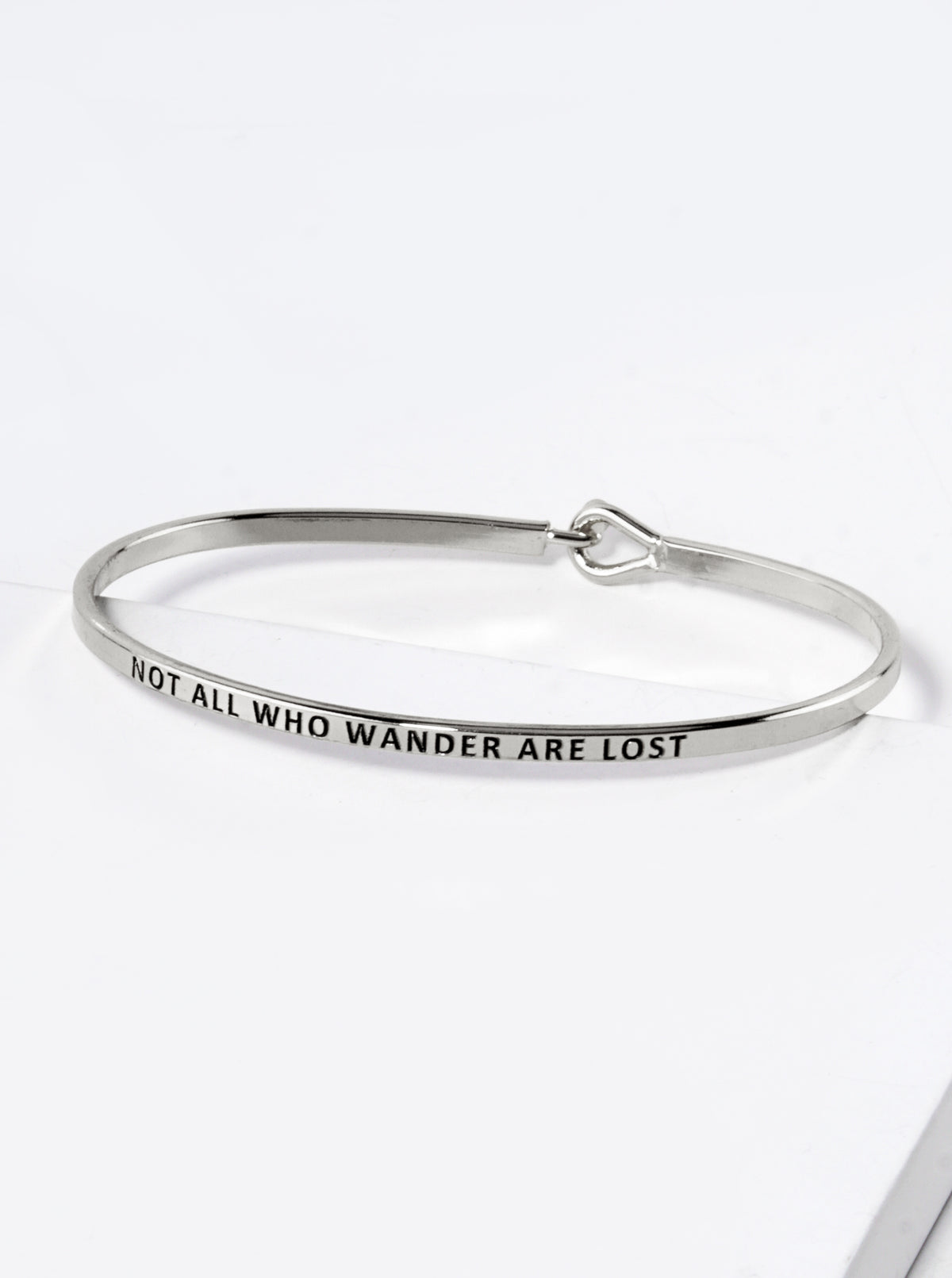 Not All Who Wander Are Lost Engraved Inspirational Bangle Bracelet