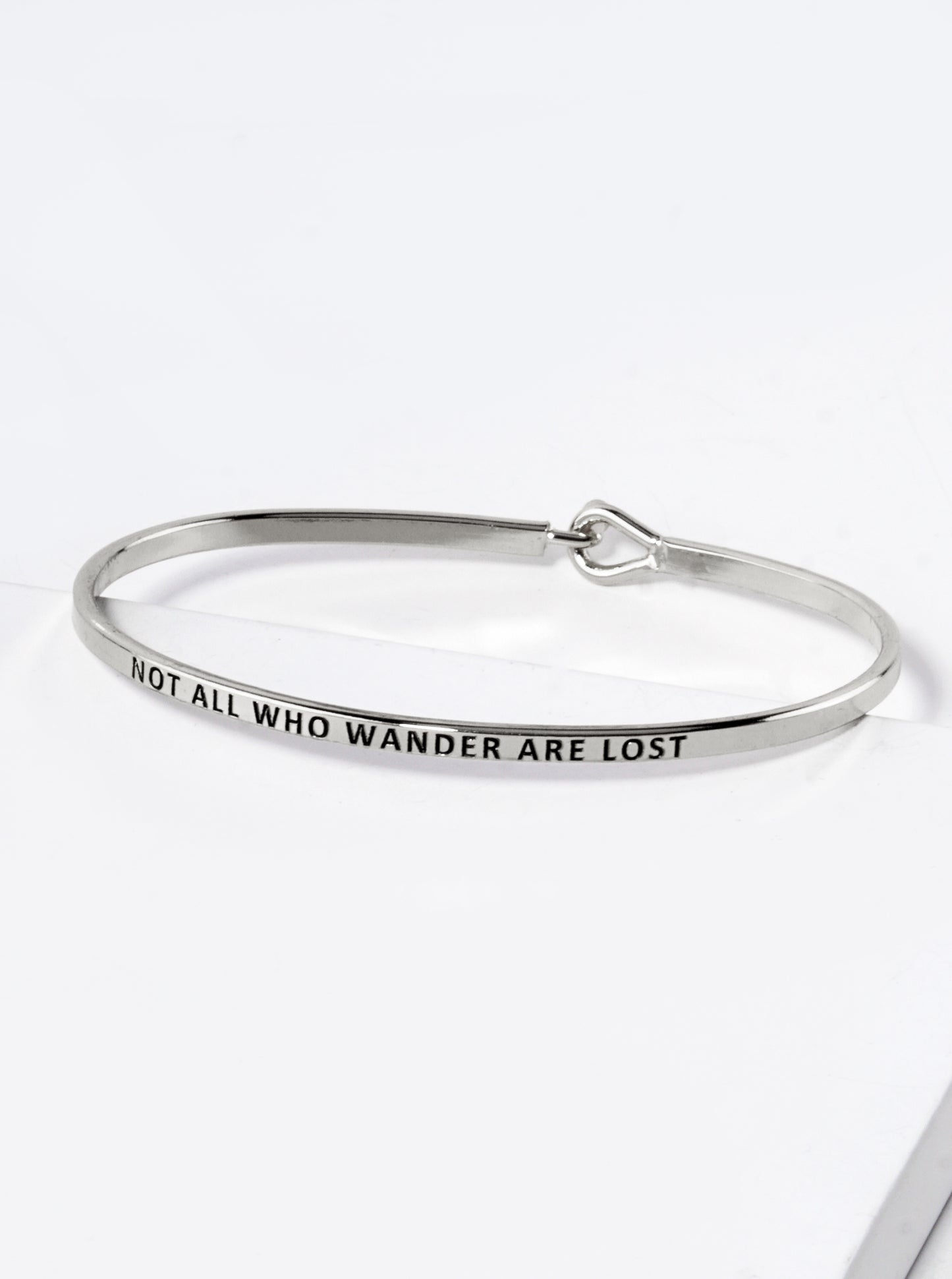 Not All Who Wander Are Lost Engraved Inspirational Bangle Bracelet