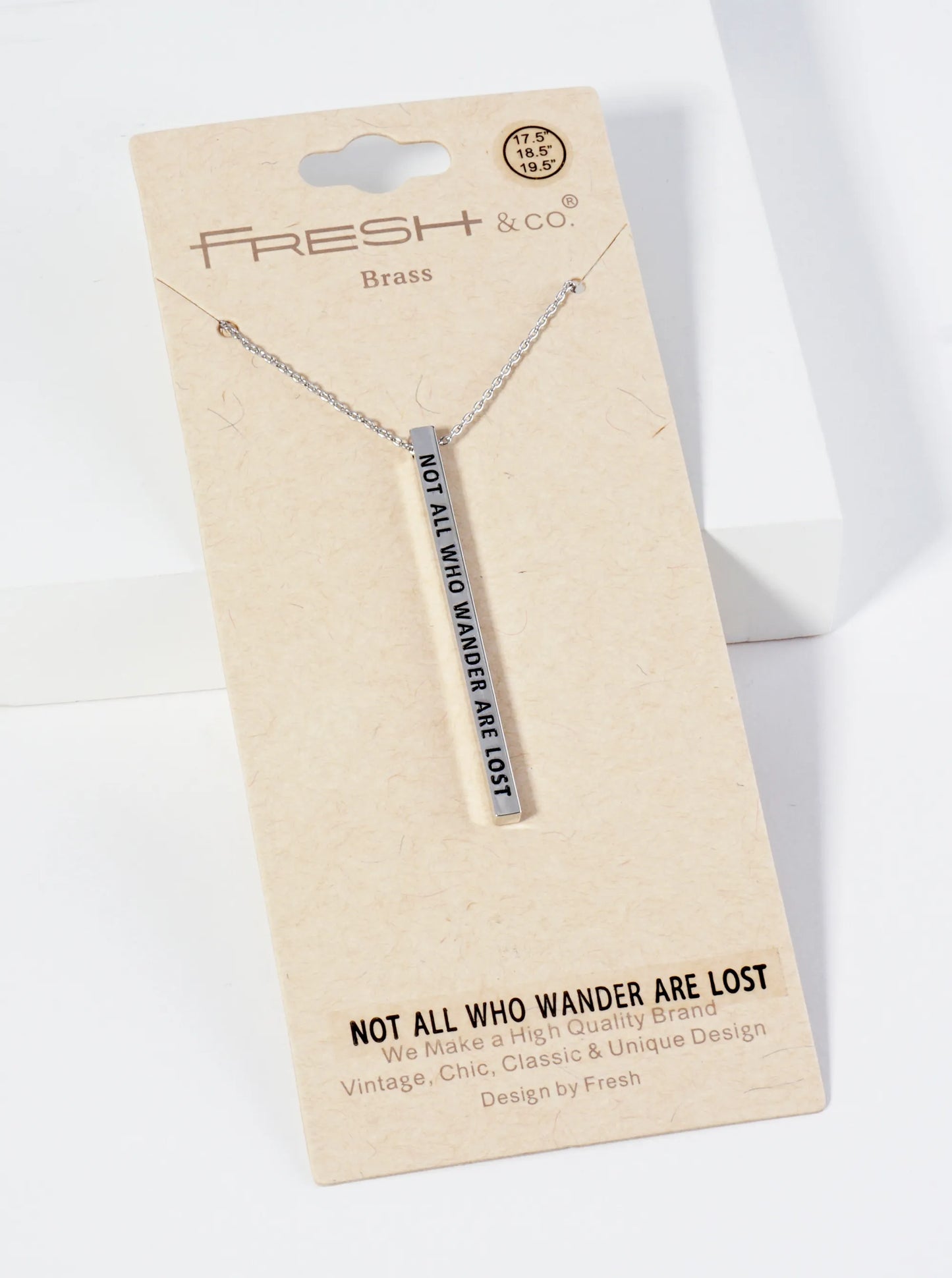 Not All Who Wander Are Lost Engraved Vertical Bar Pendant Inspirational Necklace