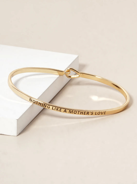 Nothing Like A Mothers Love Engraved Inspirational Bangle Bracelet