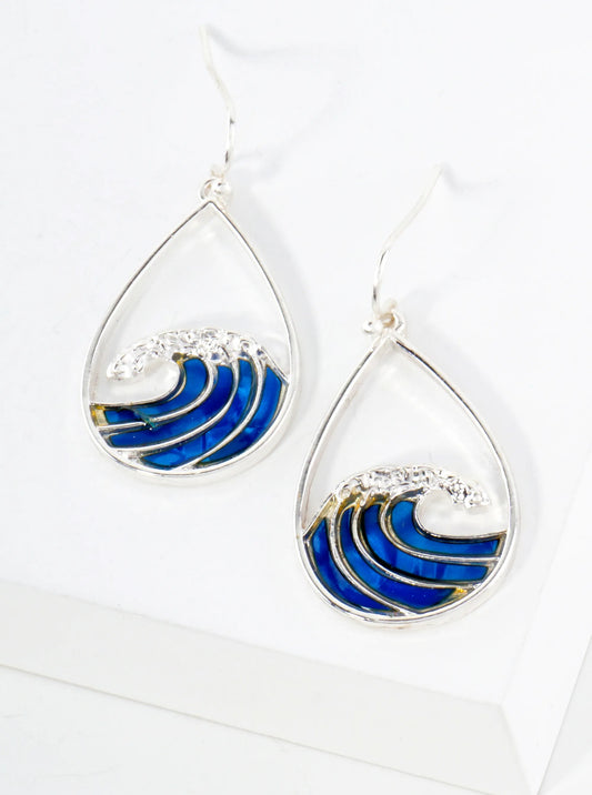 Ocean Wave Inspired Teardrop Sea-Life Dangle Earrings