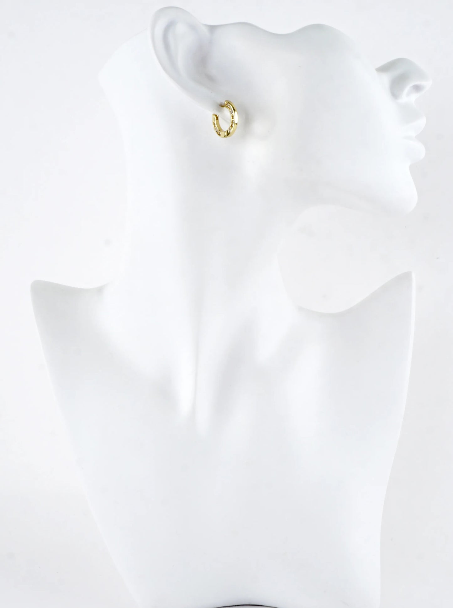 One-Side CZ Pave Flat Huggie Hoop Earrings