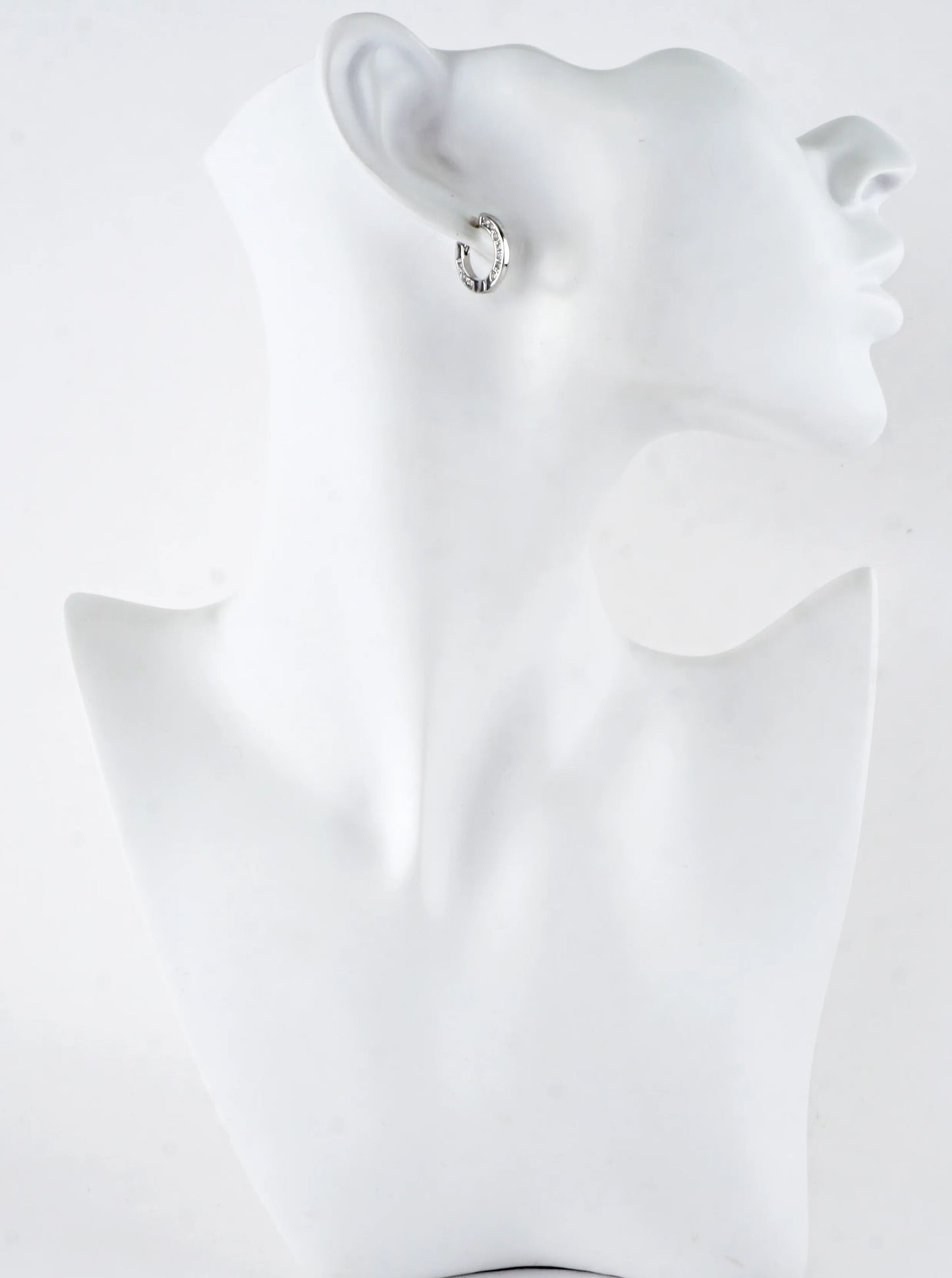 One-Side CZ Pave Flat Huggie Hoop Earrings