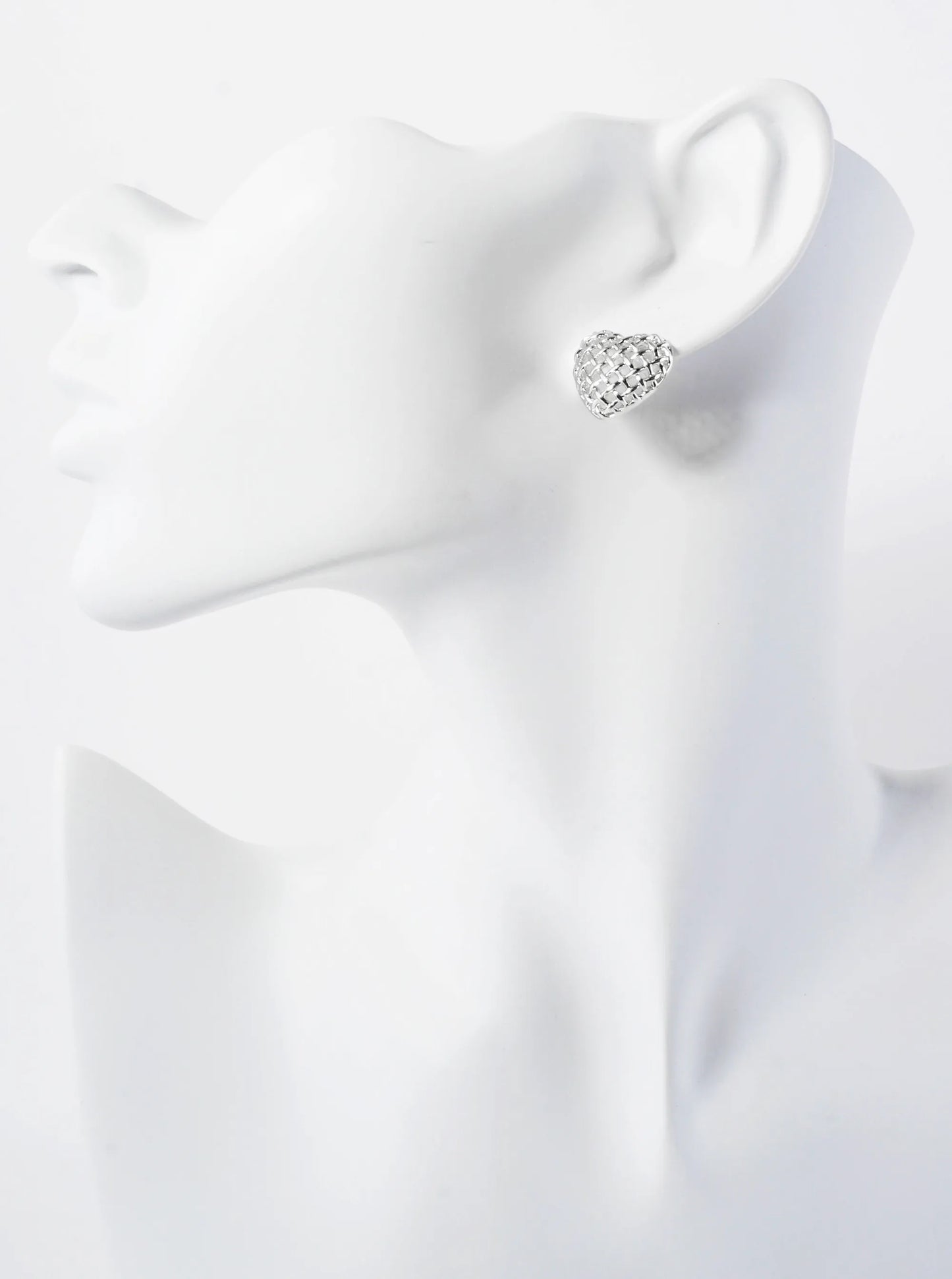 Open Lattice Design 14K-Gold-Dipped Brass 15mm Heart Button Stud Earrings