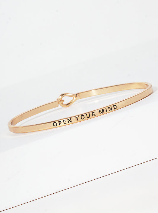 Open Your Mind Engraved Inspirational Bangle Bracelet