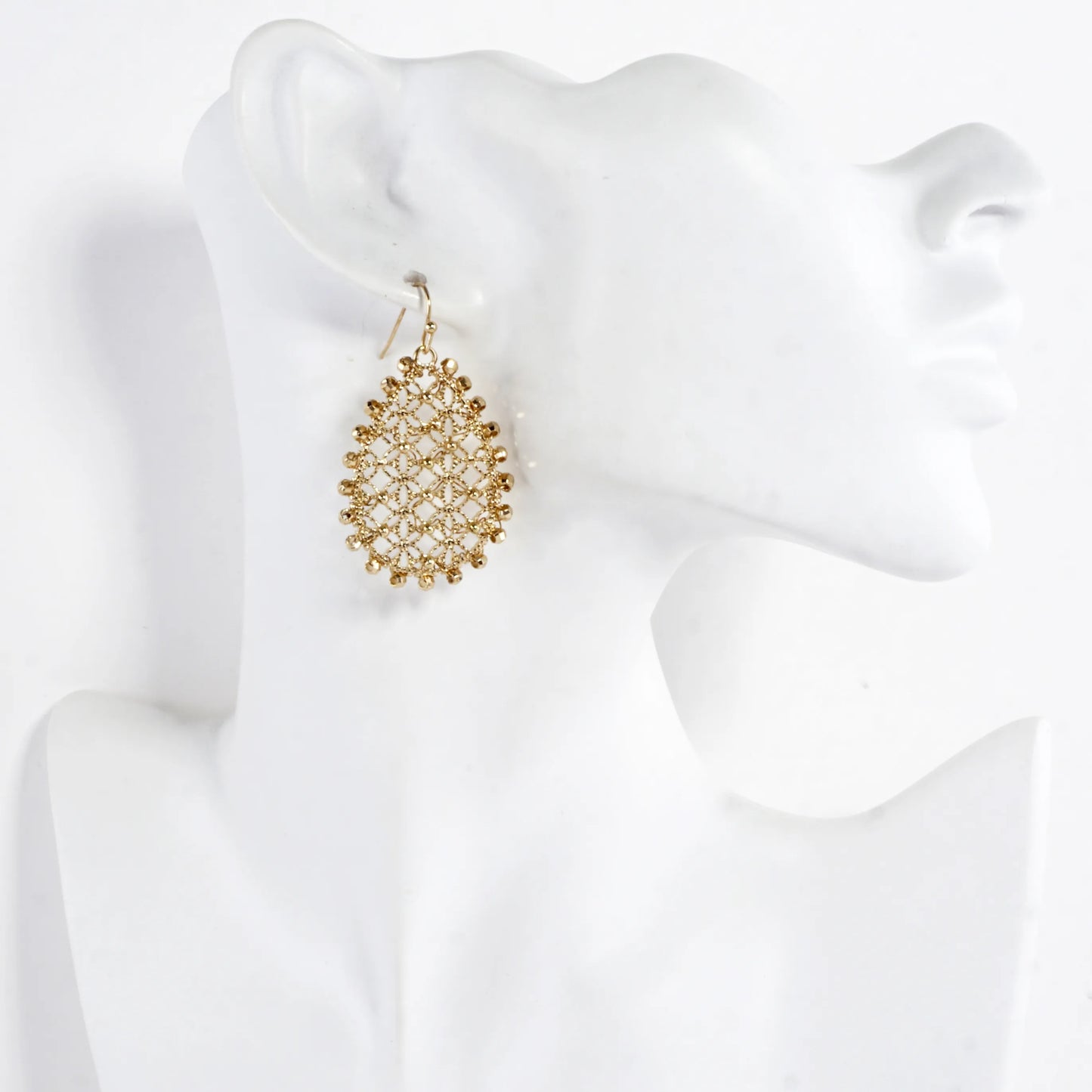 Openwork Crisscross Drop Earrings Beaded Border