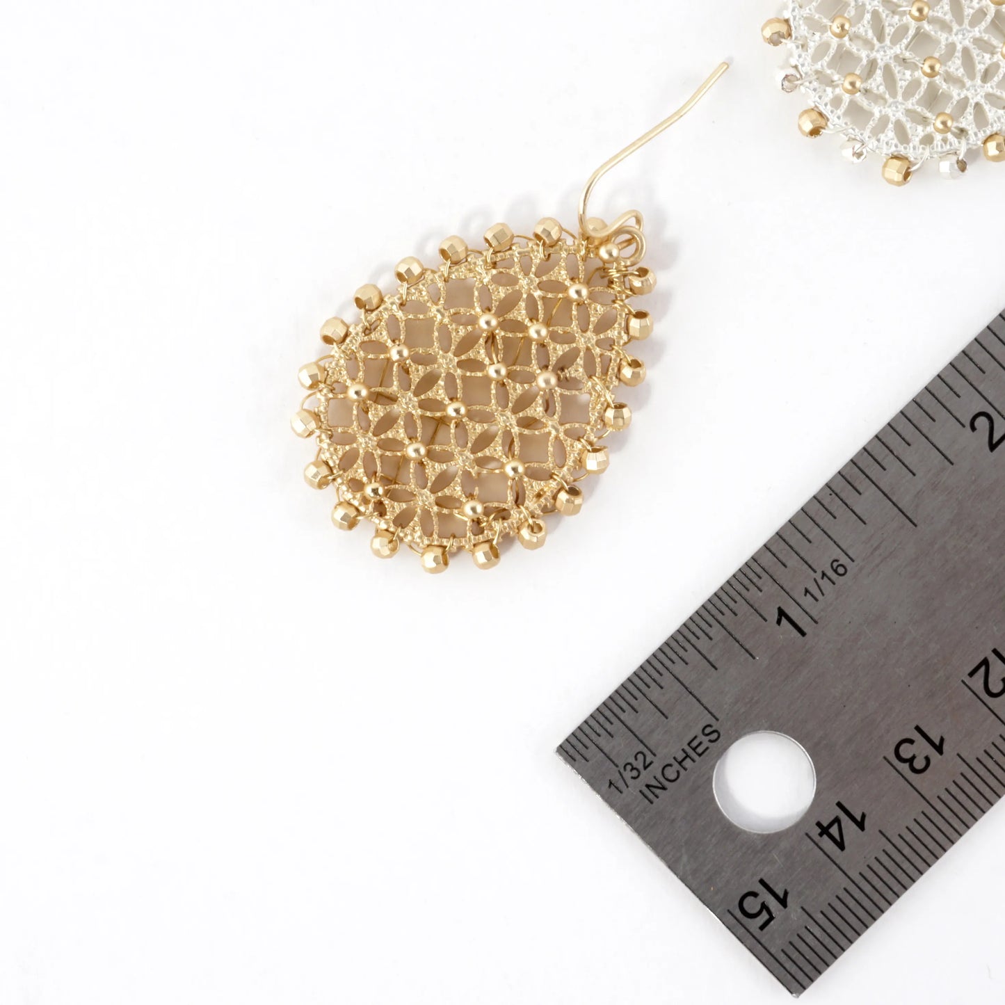 Openwork Crisscross Drop Earrings Beaded Border