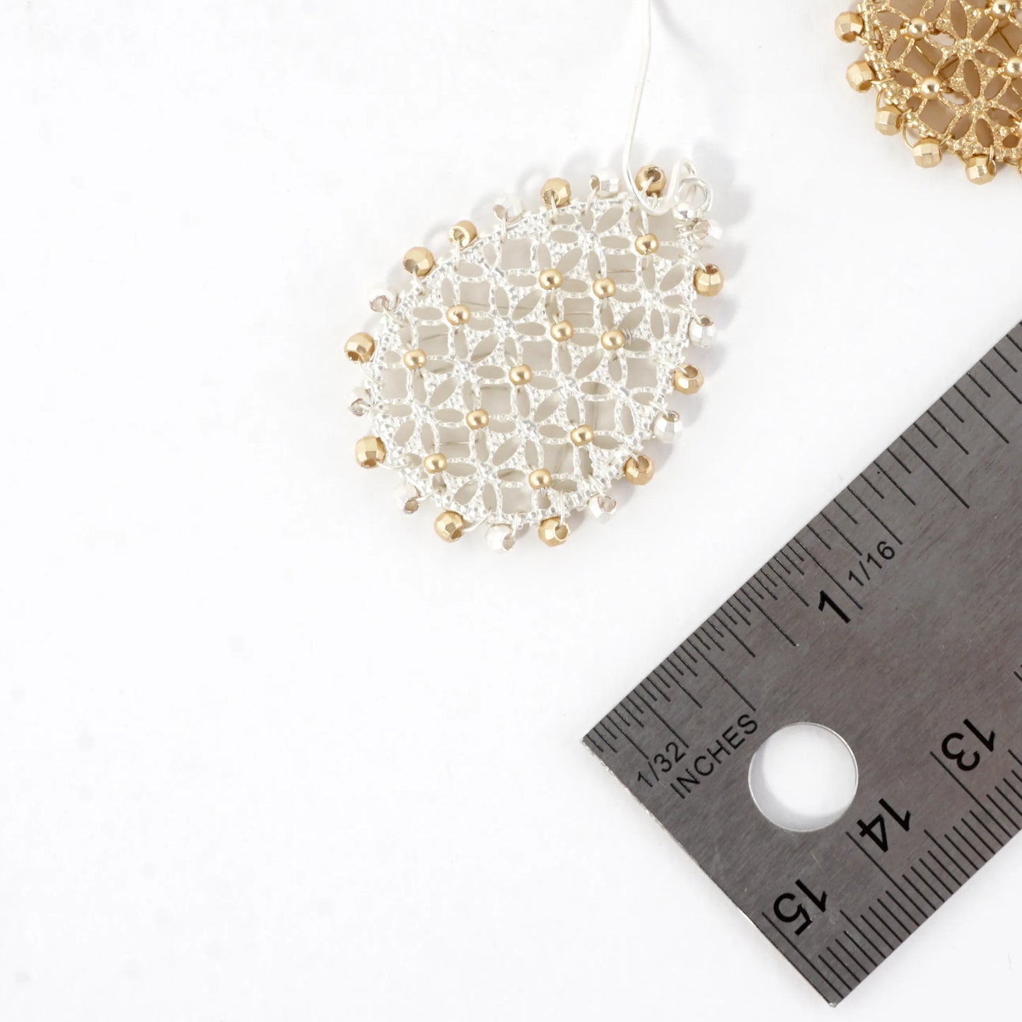 Openwork Crisscross Drop Earrings Beaded Border