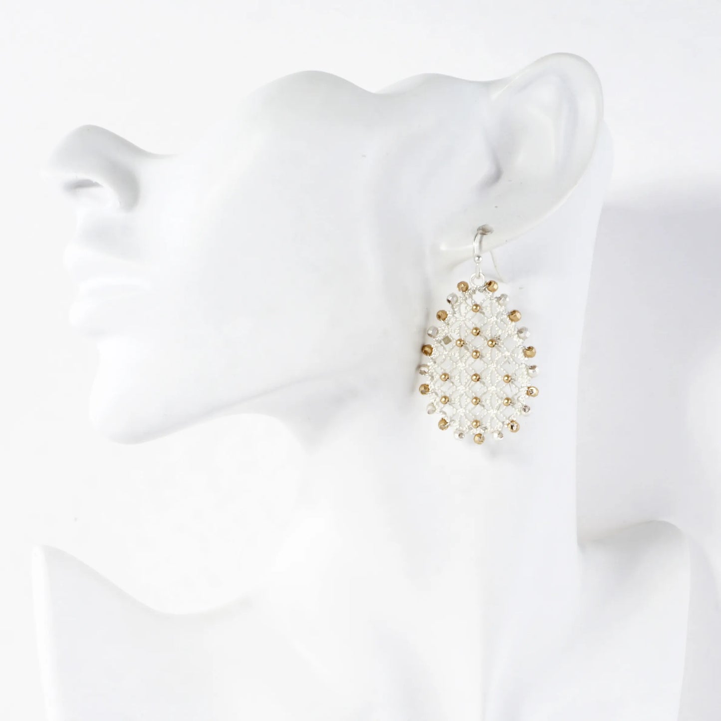 Openwork Crisscross Drop Earrings Beaded Border