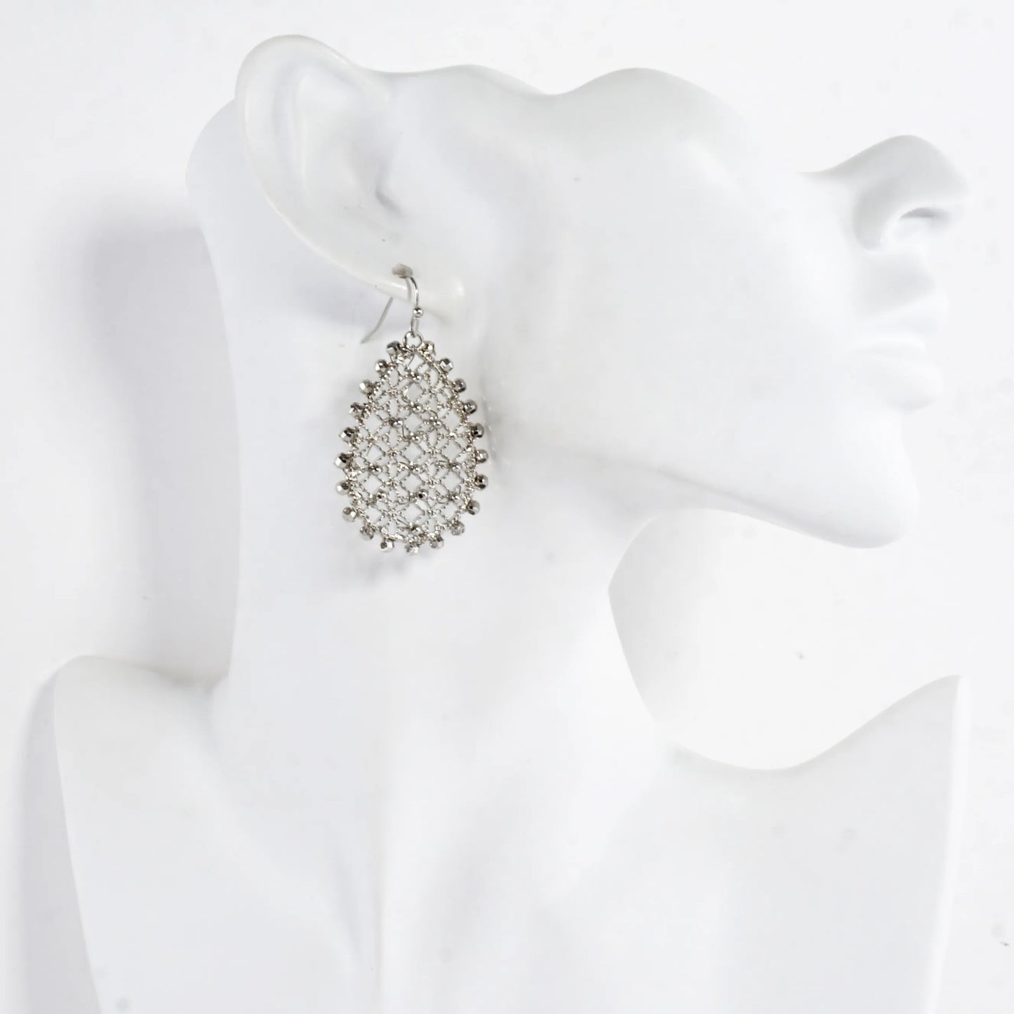 Openwork Crisscross Drop Earrings Beaded Border