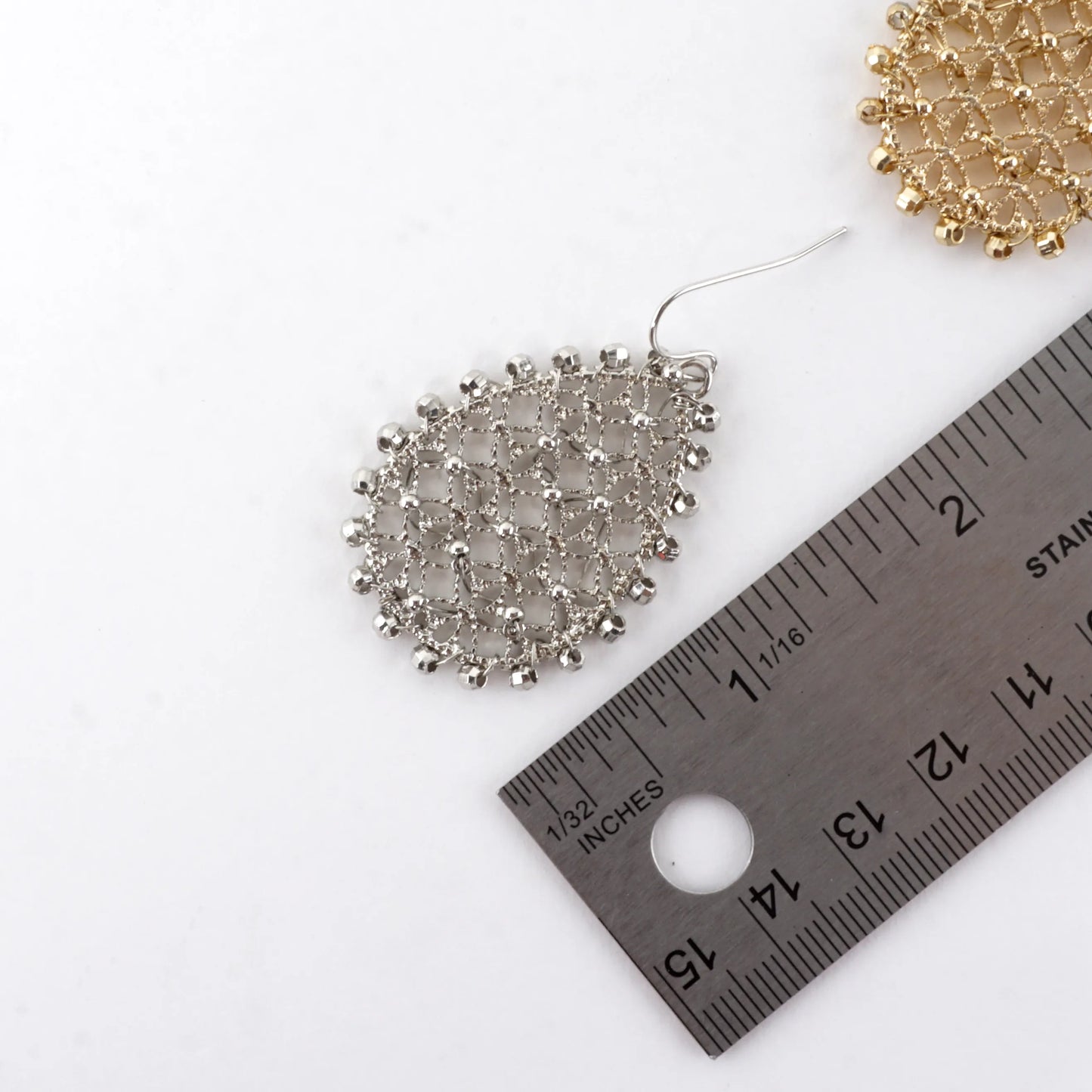 Openwork Crisscross Drop Earrings Beaded Border