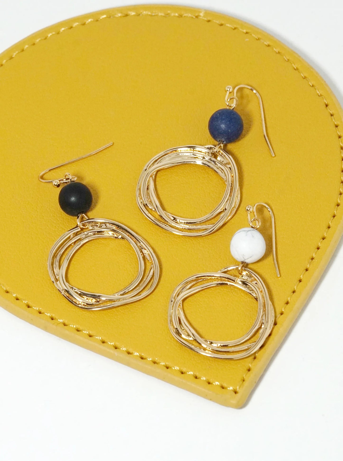 Organic Circle Drop Semi-Precious Stone Dangle Earrings