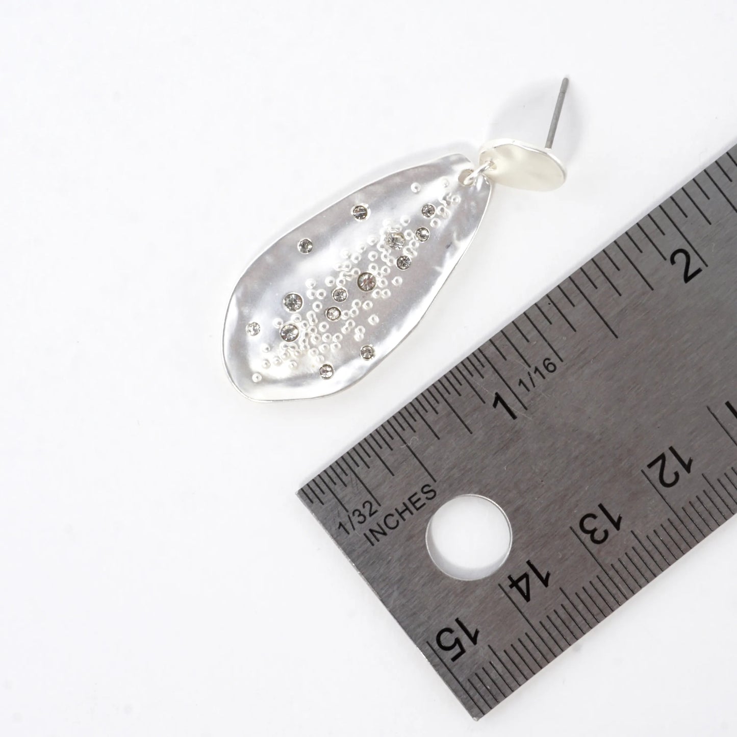 Organic Hammered Drop Sprinkle Crystal Earrings