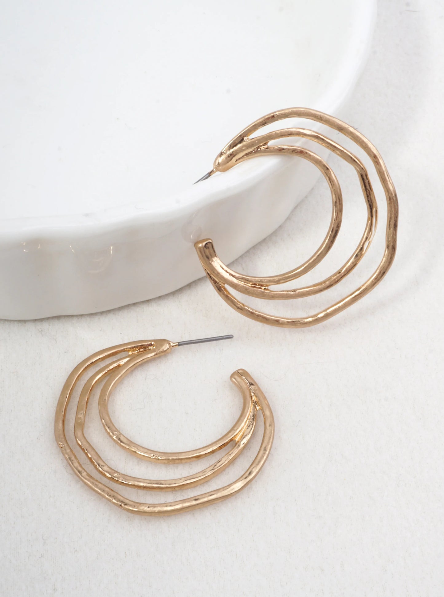 Organic Hammered Layer Hoop Earrings