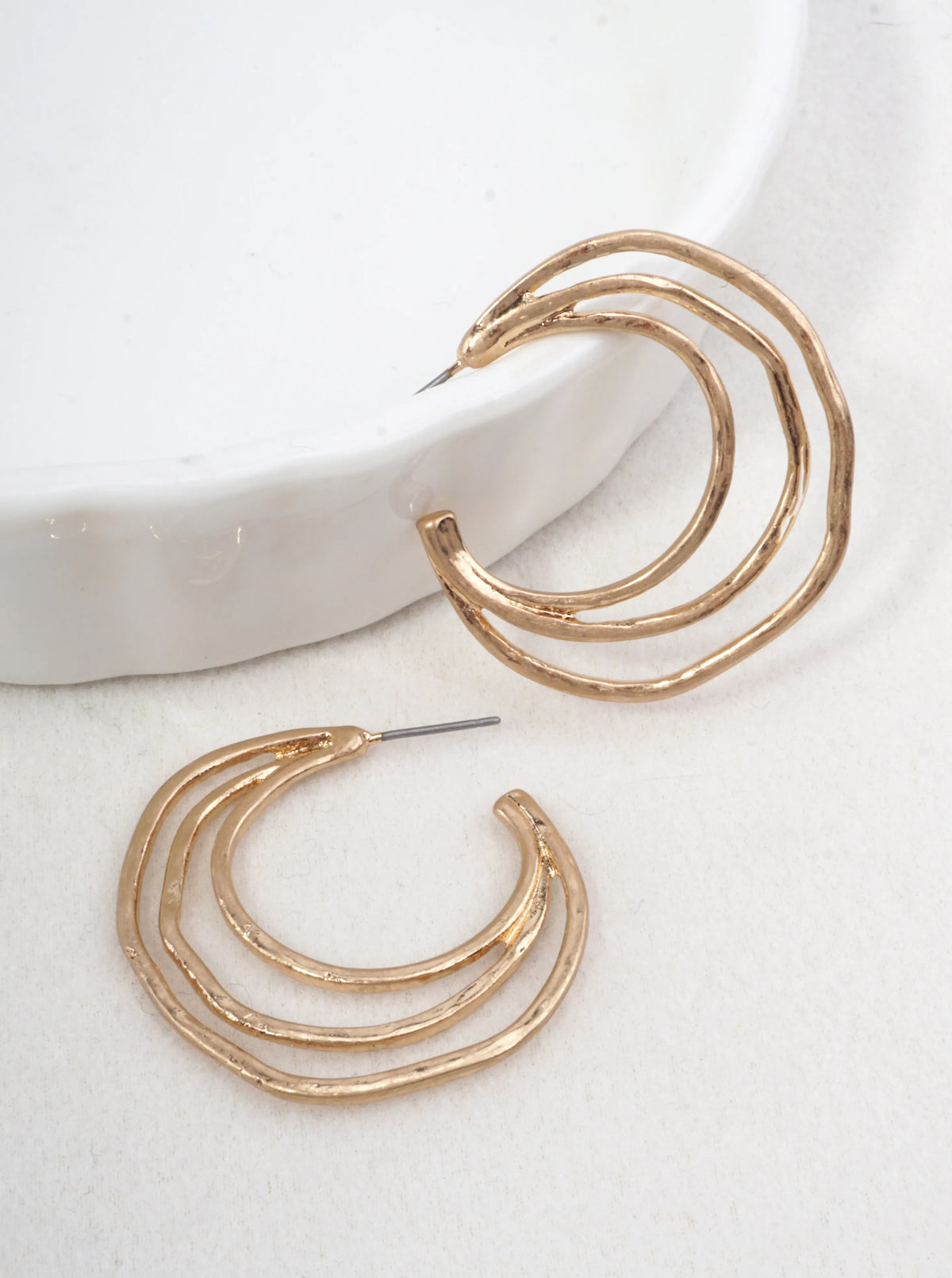 Organic Hammered Layer Hoop Earrings