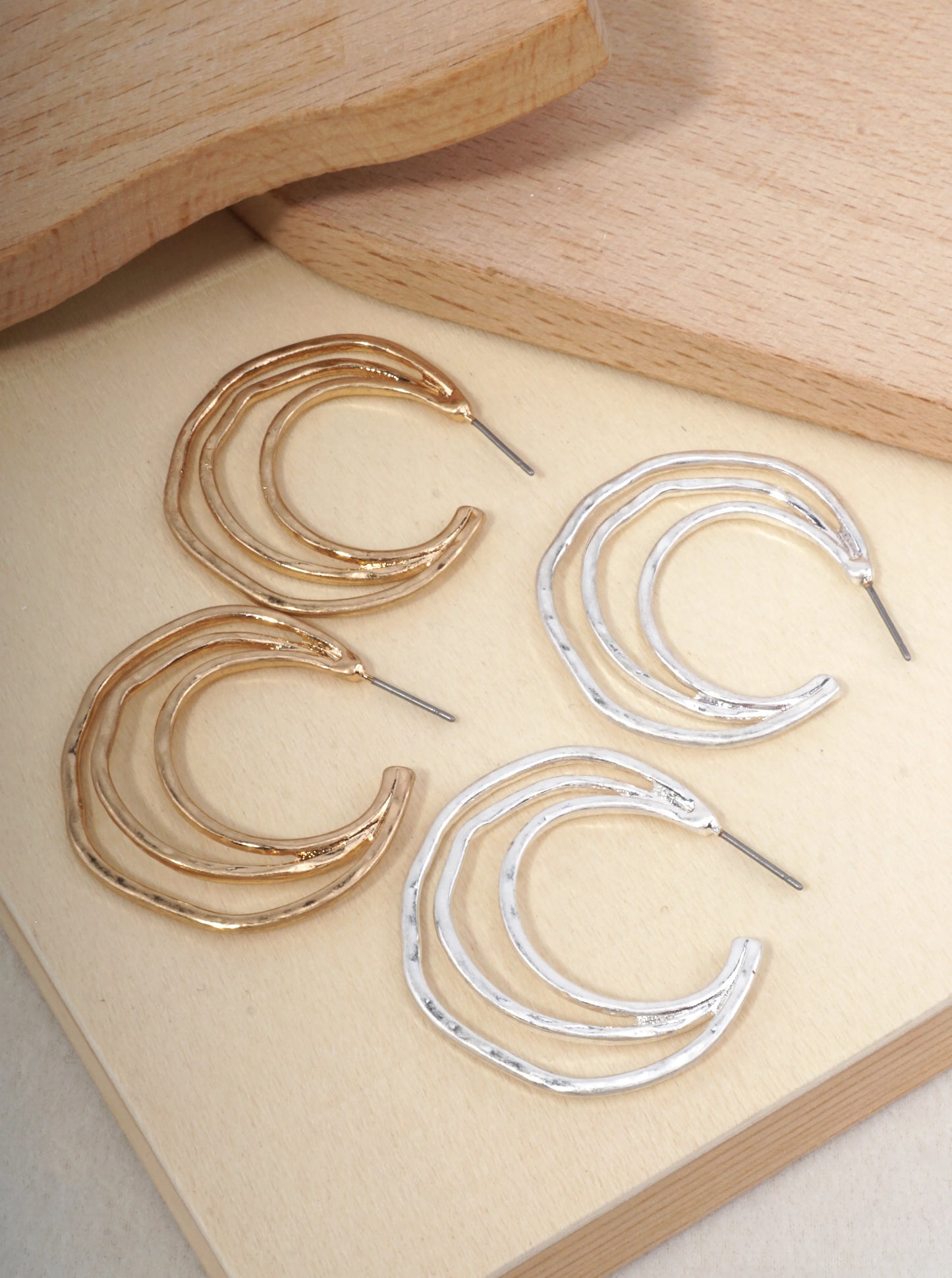 Organic Hammered Layer Hoop Earrings
