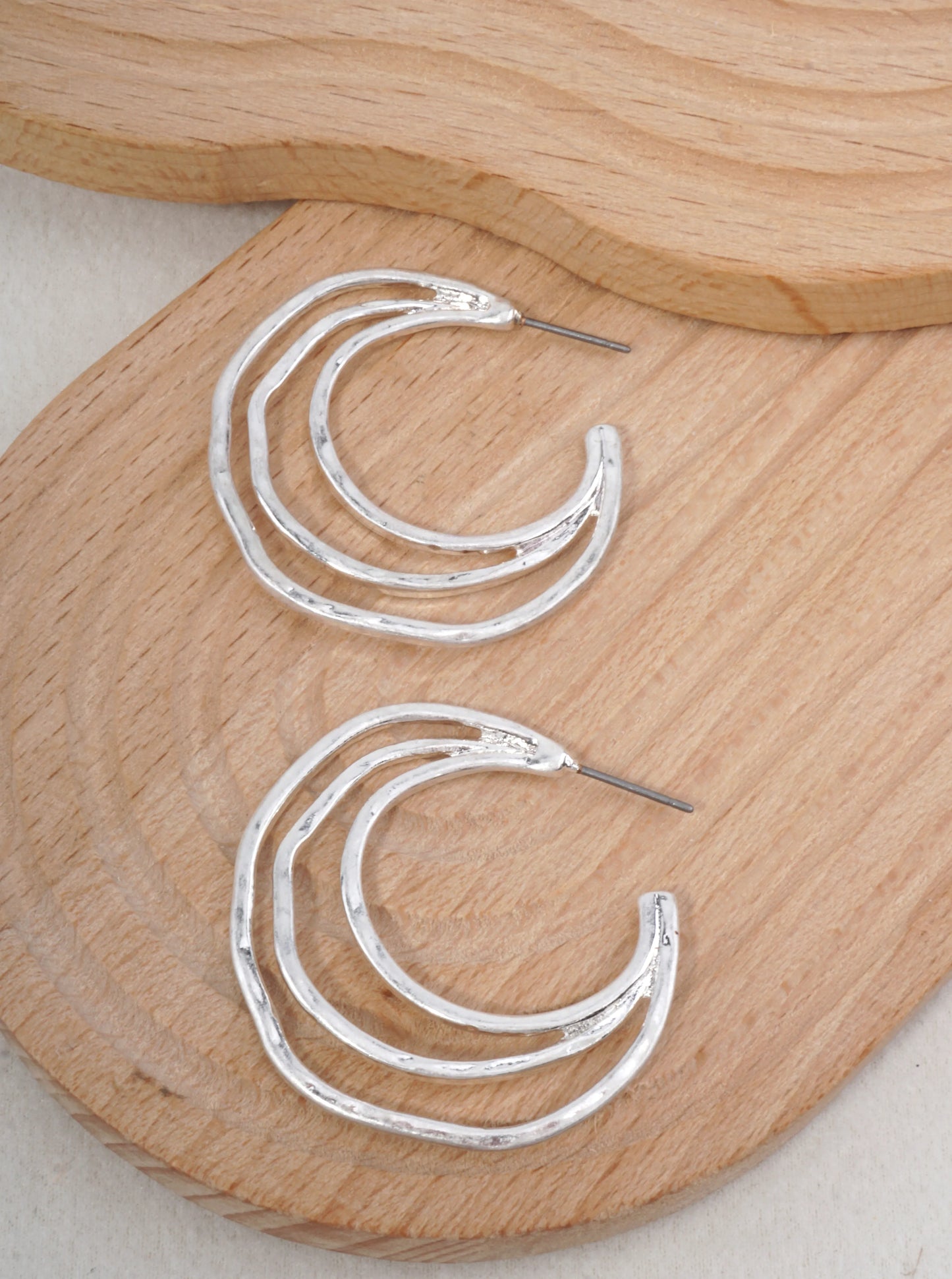 Organic Hammered Layer Hoop Earrings