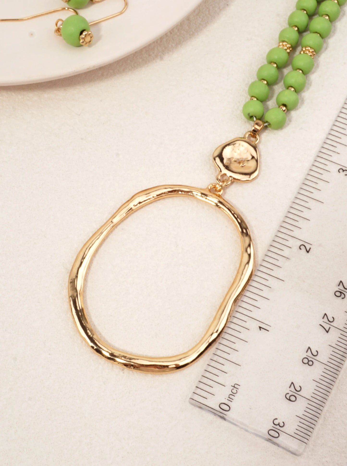 Organic Hammered Oval Pendant Beaded Set