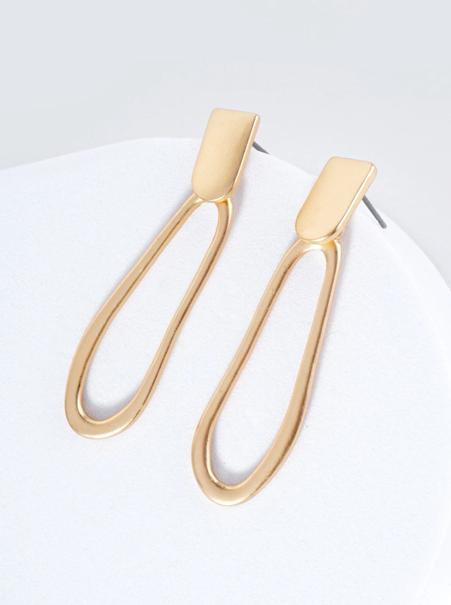 Organic Oval Drop Metal Doorknocker Earrings