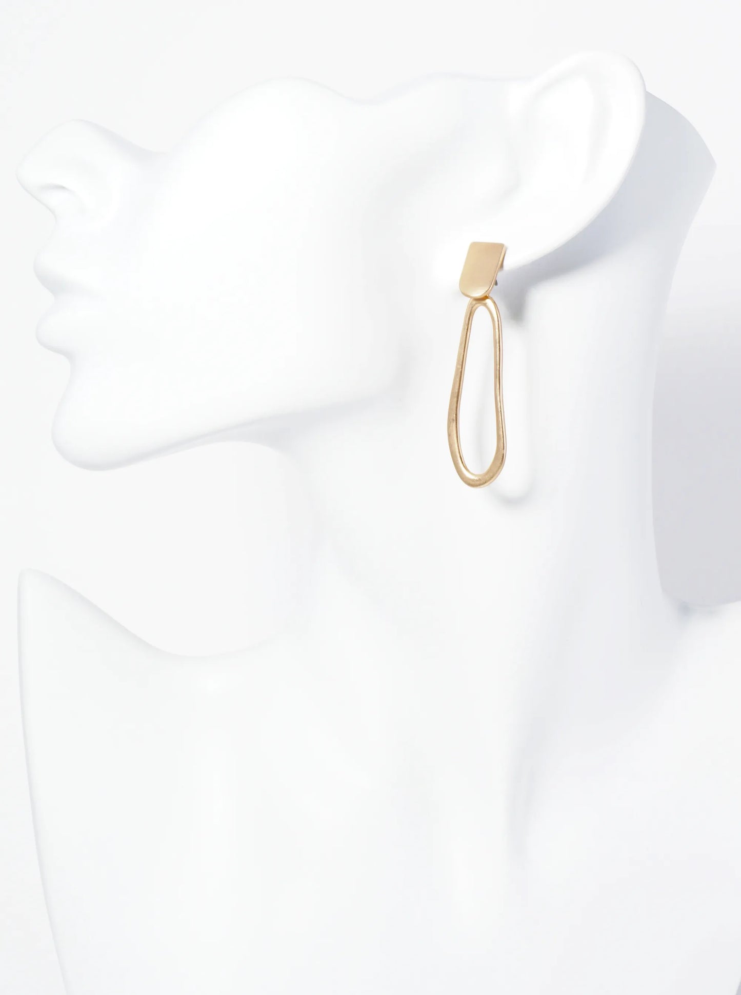 Organic Oval Drop Metal Doorknocker Earrings