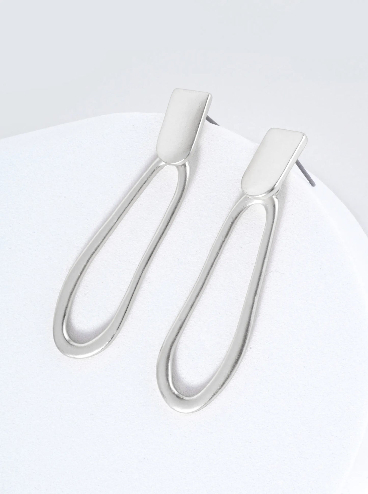 Organic Oval Drop Metal Doorknocker Earrings