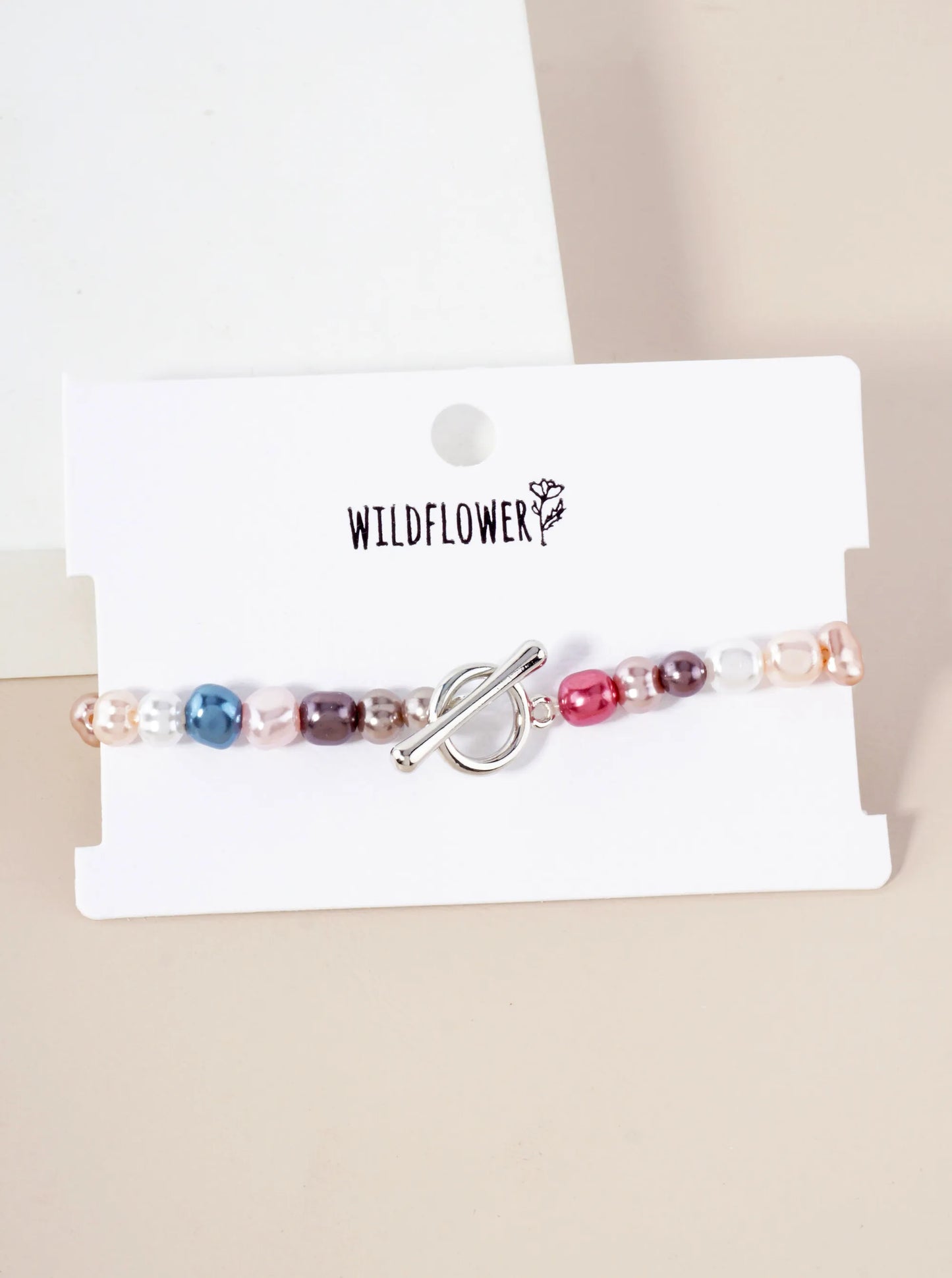 Organic-Shape Pearl-Bead Toggle-Closure Accents Stretch Bracelet
