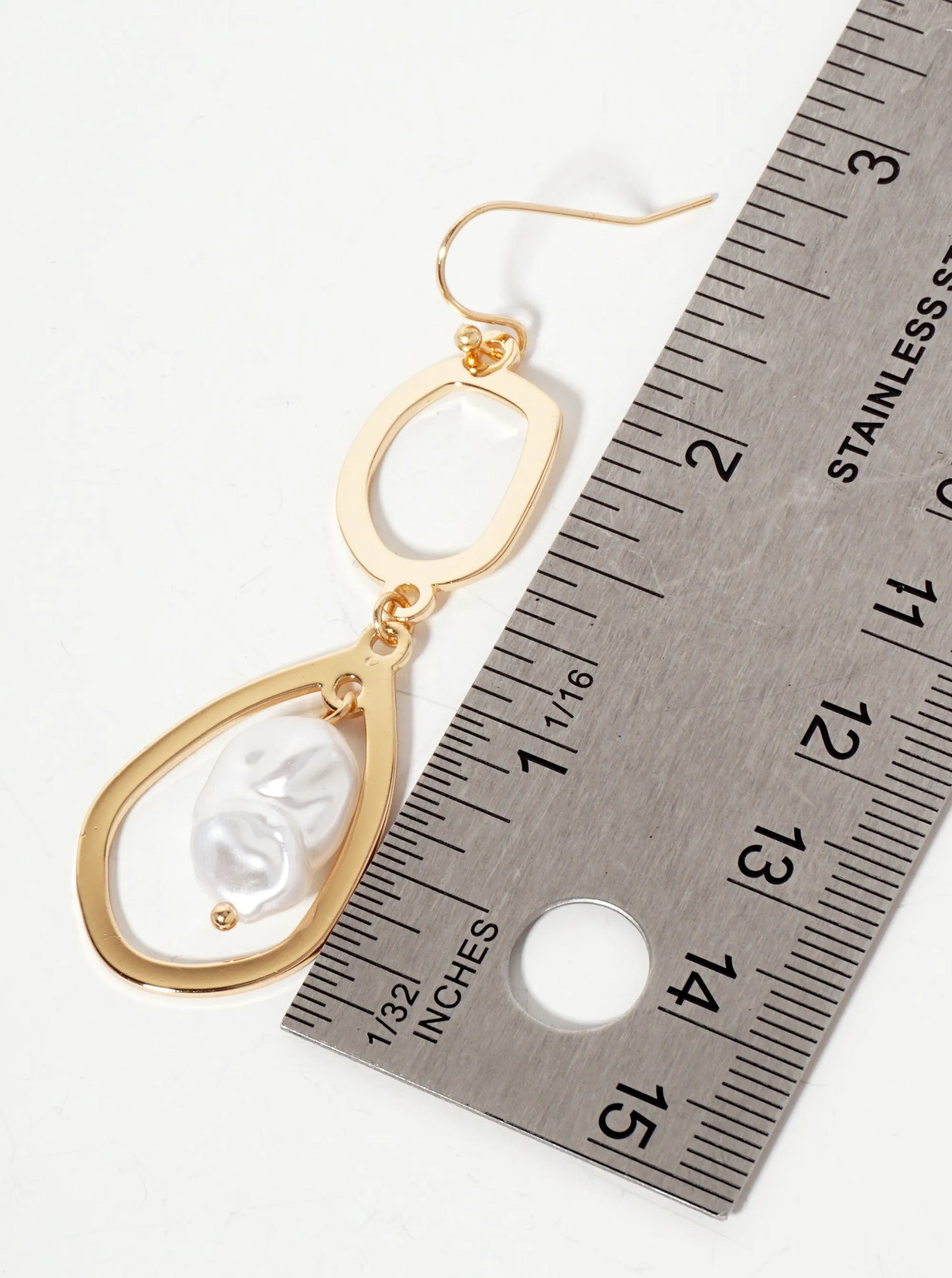 Organic-Shape Pearl Drop Artistic Dangle Earrings