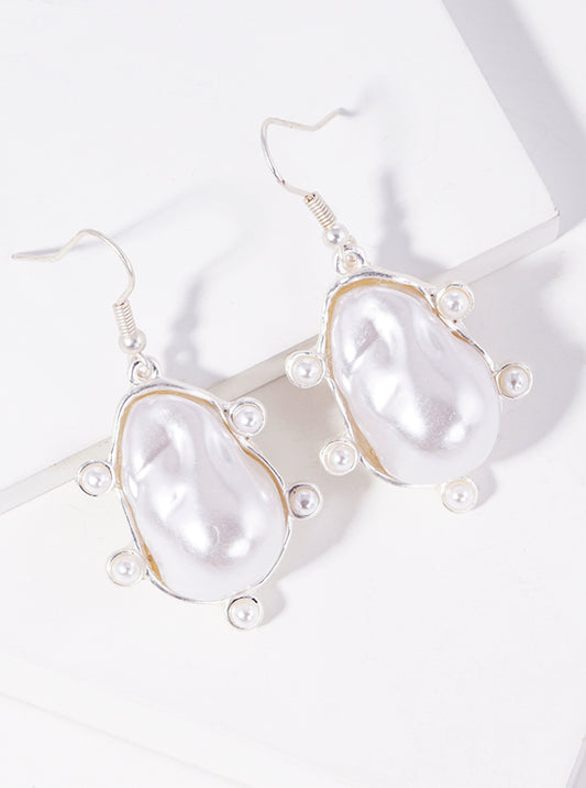 Organic Shaped Pearl Dangle Drop Earrings