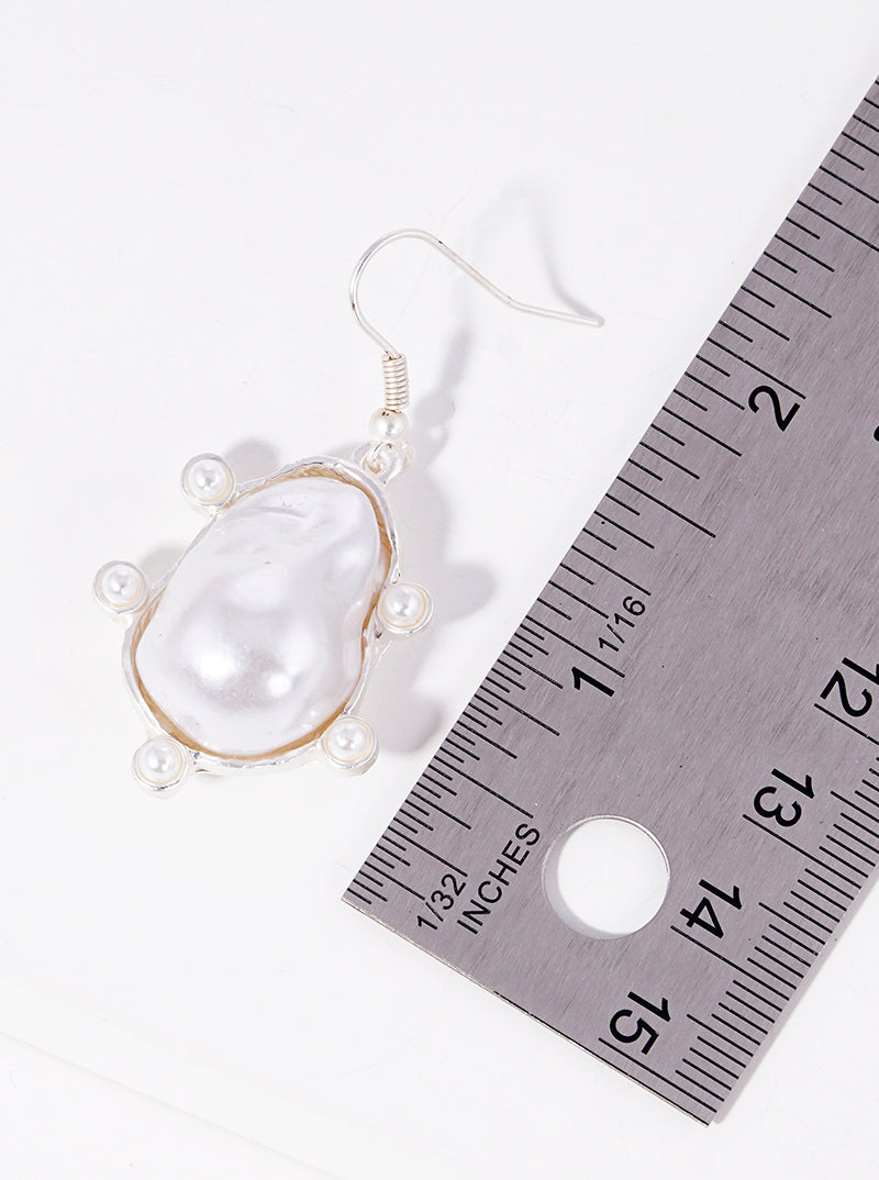 Organic Shaped Pearl Dangle Drop Earrings