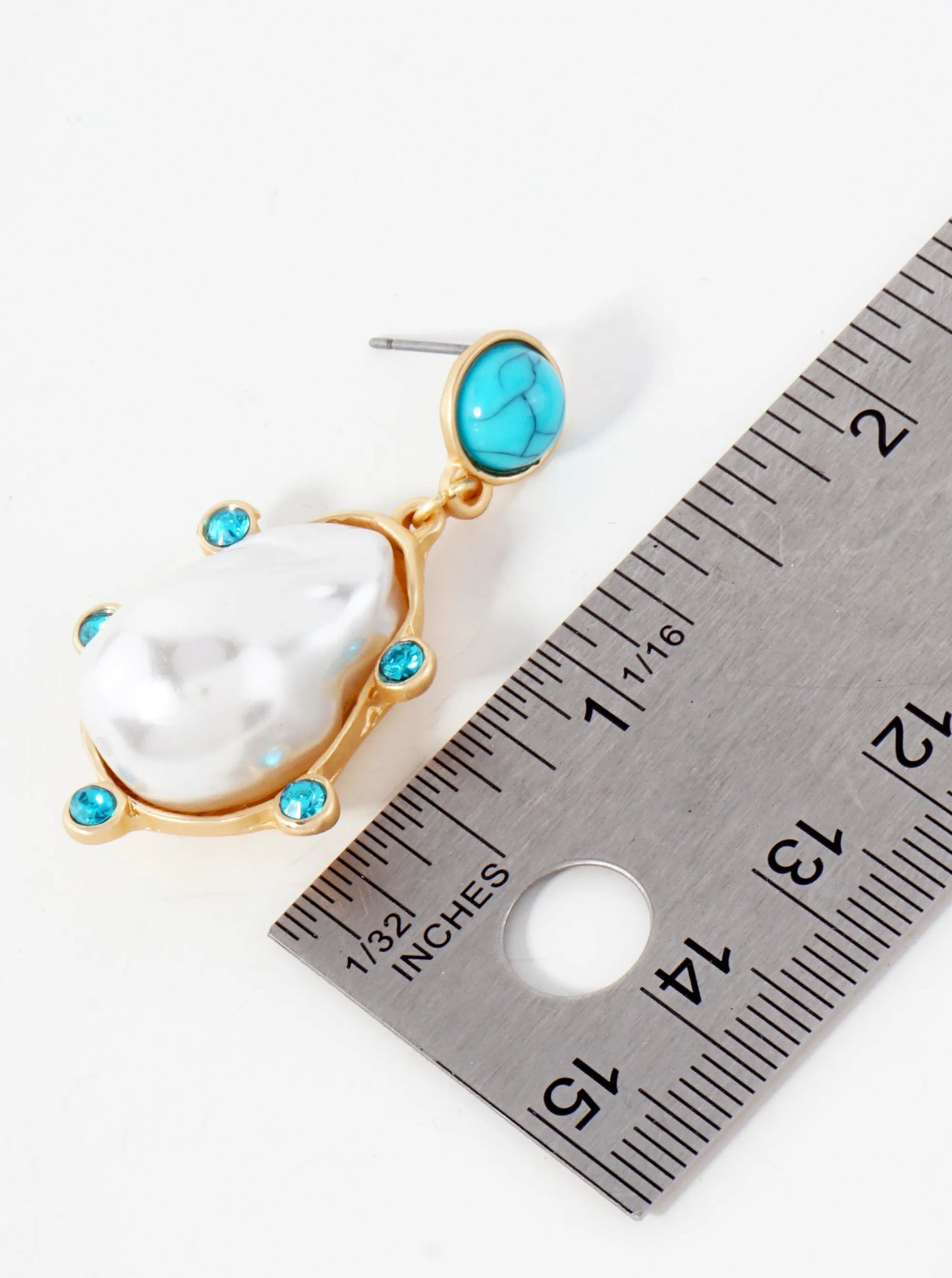 Organic-Shaped Pearl Drop Semi-Precious Natural-Stone Post Dangle Earrings