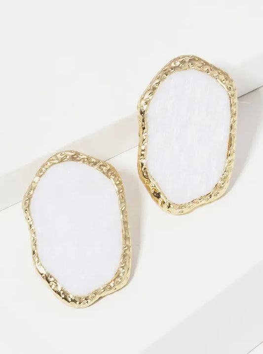 Organic Shaped Leopard Animal Printed Leatherette Post Stud Earrings
