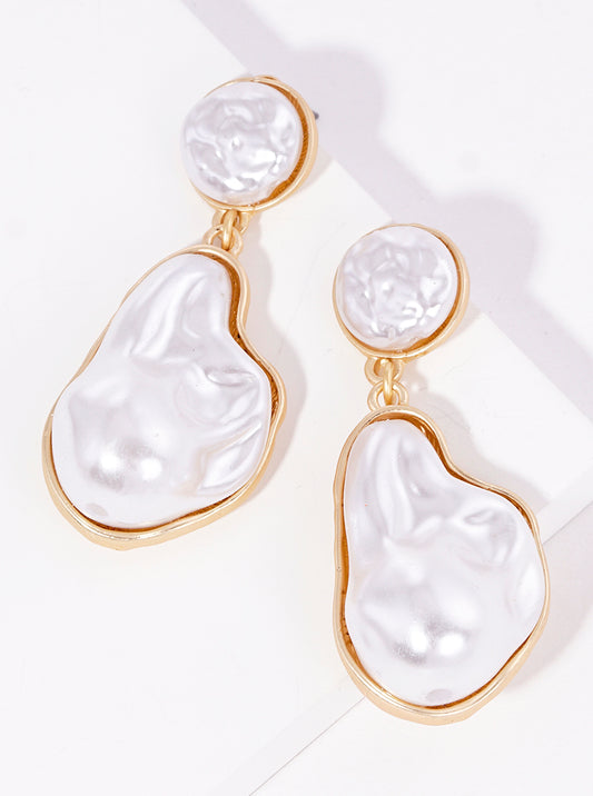 Organic Shaped Pearl Drop Post Dangle Earrings