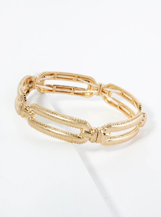 Oval Cast Linked Stretch Bracelet