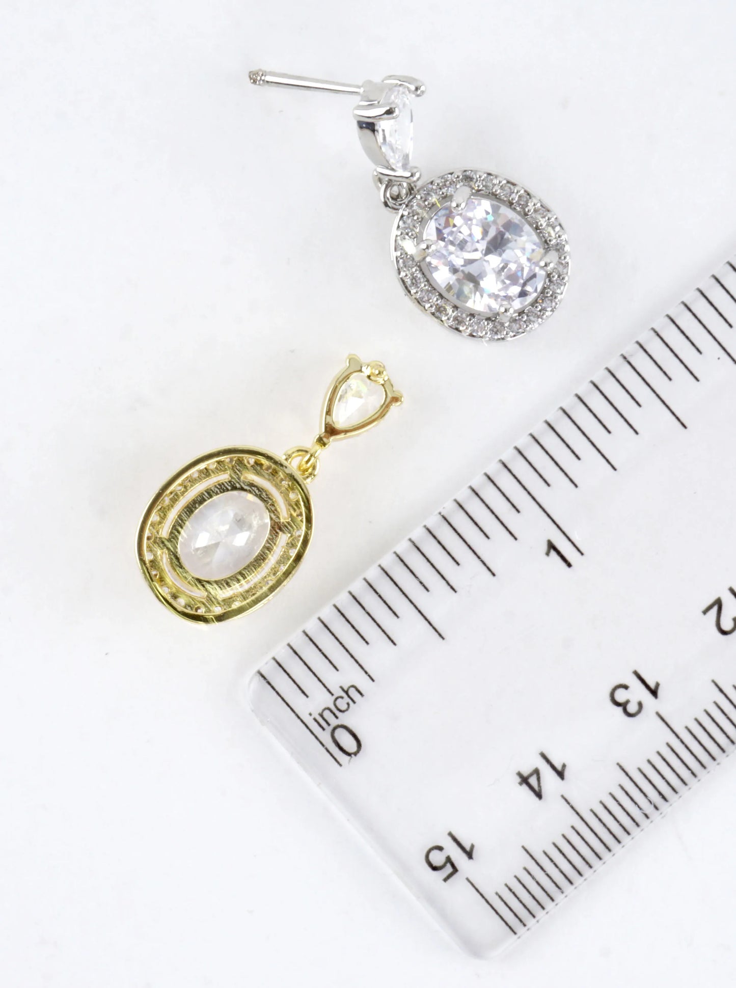 Oval Halo Cubic Zirconia Pave Dangle Drop Earrings