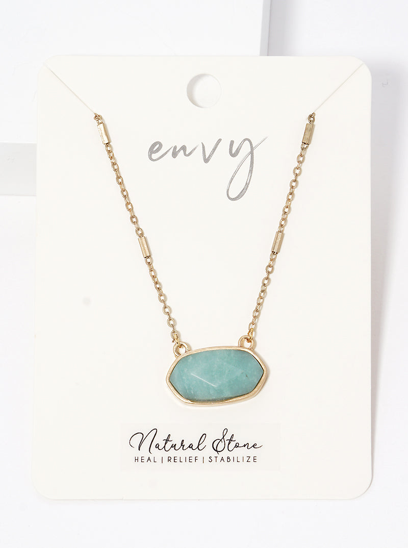 Oval Semi-precious Natural Stone Pendant Necklace