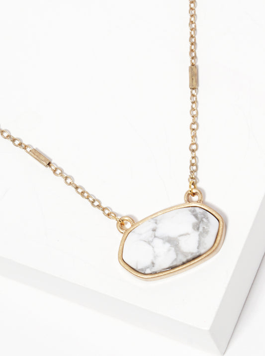 Oval Semi-precious Natural Stone Pendant Necklace