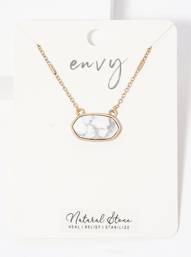 Oval Semi-precious Natural Stone Pendant Necklace
