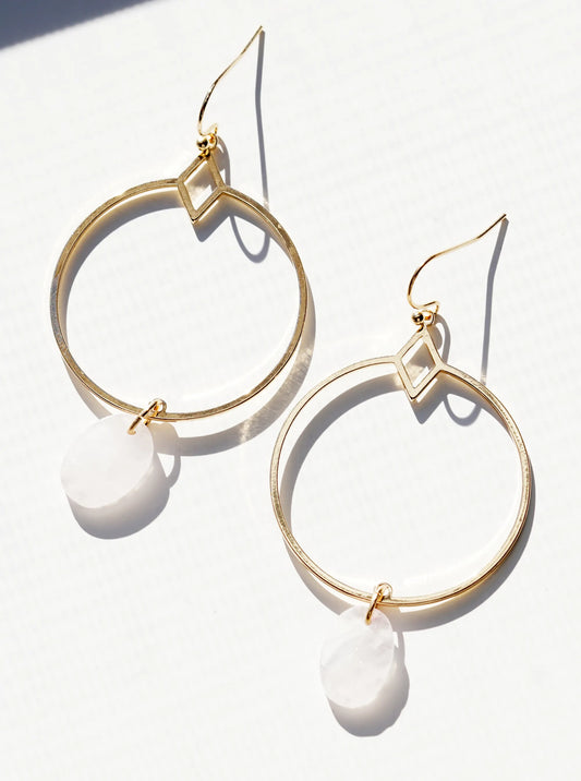Oval Shape Semi-Precious Stone Drop Dangle Earrings