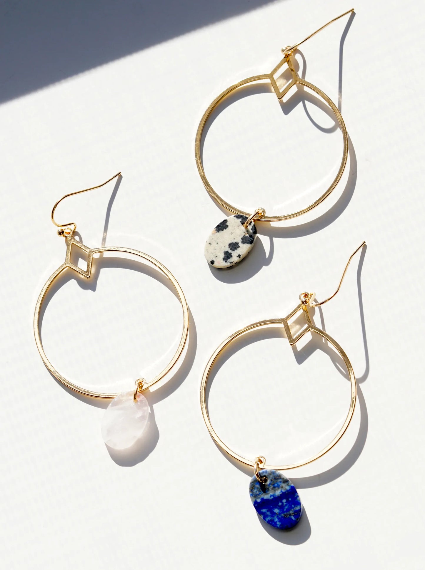 Oval Shape Semi-Precious Stone Drop Dangle Earrings