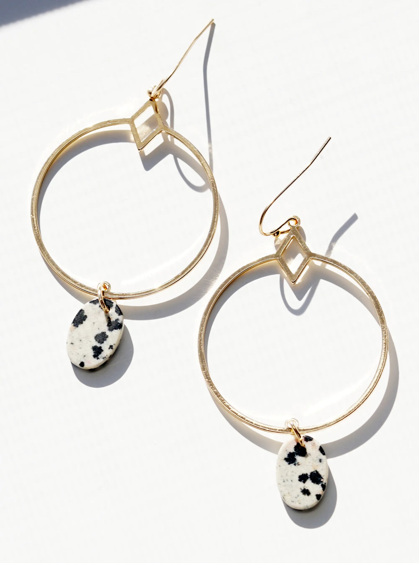 Oval Shape Semi-Precious Stone Drop Dangle Earrings